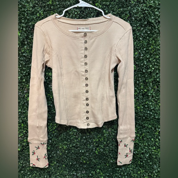 FREE PEOPLE We The Free Daria Cuff Cardi TOP - Picture 5 of 11